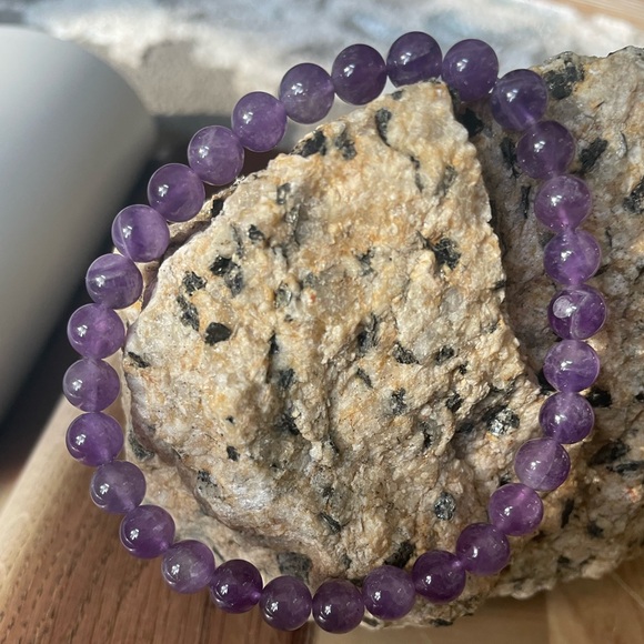 Bracelet Natural Amethyst Bead Bangle (stretchable) - Picture 4 of 4
